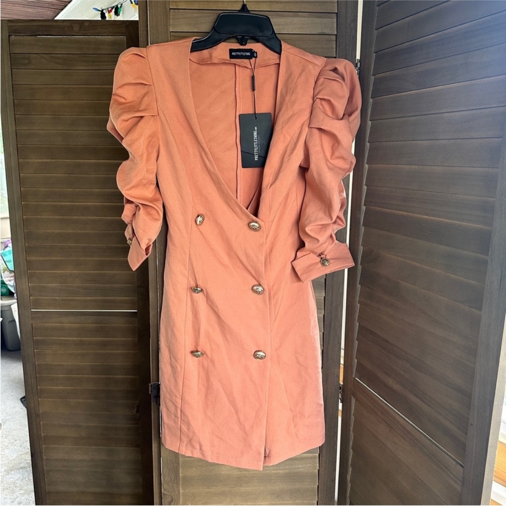 Orange Double-Breasted Dress